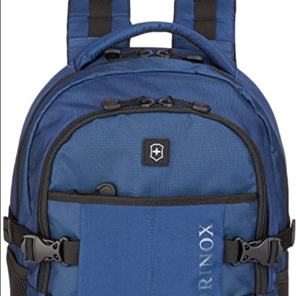 Victorinox multi-compartment blue backpack.